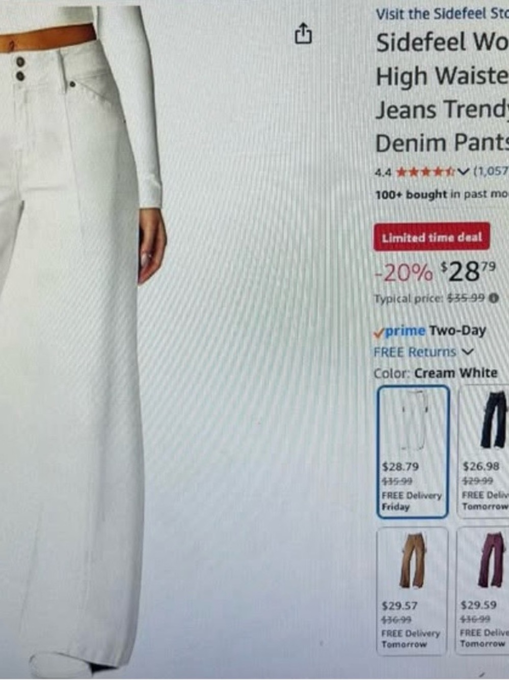 High-Rise Wide Leg Jeans in White